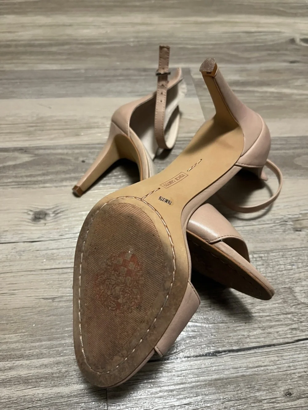 Vince Camuto Blush Nude Ankle Strap Open-Toe Heels - Picture 4 of 8